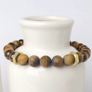 MENS | Tiger Eye Gemstone Nut Beaded Bracelet